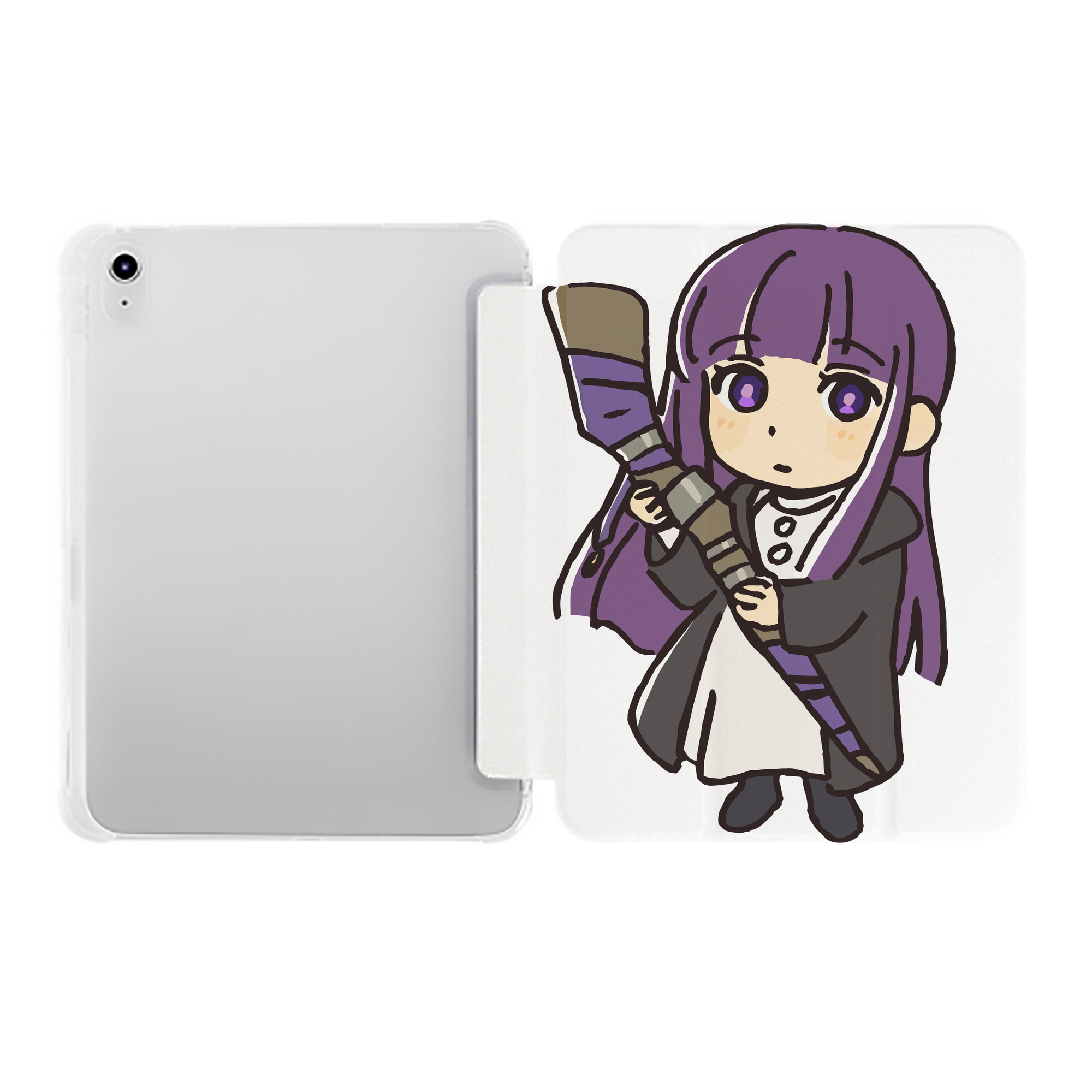 （画像用） 葬送のフリーレン Frieren IPad ケース ペン収納付き 三つ折りスタンド PUレザー×シリコン 対応機種9.5/10.5/10.9インチ